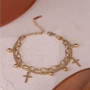 Stainless Steel Cross Layered Bracelet
